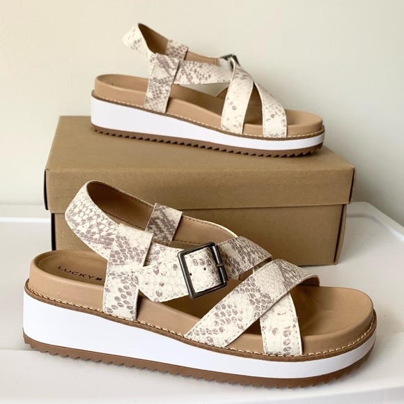Lucky Brand Shoes - LUCKY BRAND Natural Snakeprint Irissy Platform Sandals Size 8.5 Med EU 39 NEW